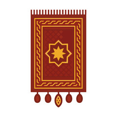 Traditional Oriental Red Rug or Carpet with Islamic Geometric Pattern