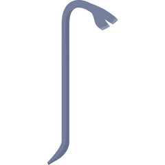 A Simple Gray Metal Crowbar Tool Icon on a White Background