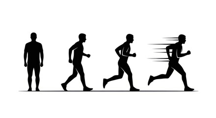 Obraz premium Silhouette progression of a man from standing still to running with motion blur
