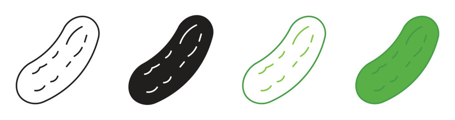 Cucumber icon set on white background, vector illustration.