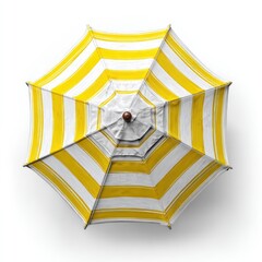Overhead view of a striped umbrella