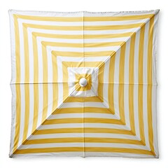 Square, yellow and white striped umbrella