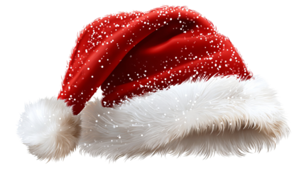 Santa Claus red hat vector illustration high resolution transparent PNG clipart isolated on white for Christmas designs cards stickers print on demand and festive crafts