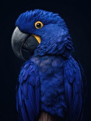 Close-up of vibrant blue macaw