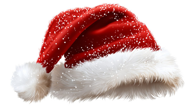 Santa Claus red hat vector illustration high resolution transparent PNG clipart isolated on white for Christmas designs cards stickers print on demand and festive crafts