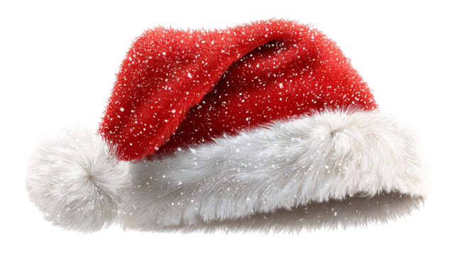 Santa Claus red hat vector illustration high resolution transparent PNG clipart isolated on white for Christmas designs cards stickers print on demand and festive crafts