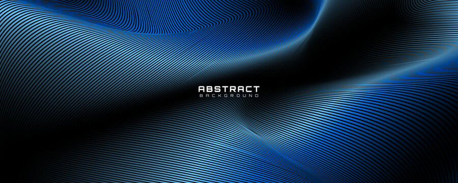 3D blue lines techno abstract background overlap layer on dark space with waves effect decoration. Modern graphic design element stripes style concept for web, poster, flyer, card, or brochure cover