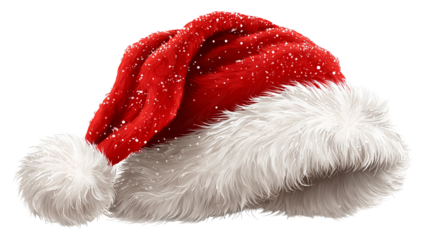 Santa Claus red hat vector illustration high resolution transparent PNG clipart isolated on white for Christmas designs cards stickers print on demand and festive crafts