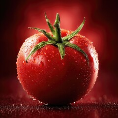 Close-up of a vibrant, wet tomato