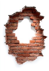 Circular hole blasted through a brick wall