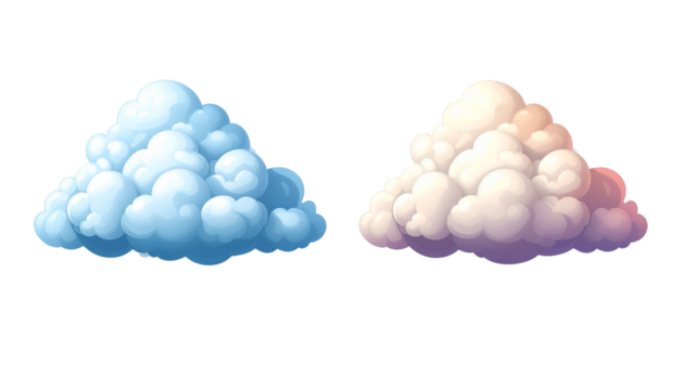 Two dreamy cloud designs bundle isolated on transparent background