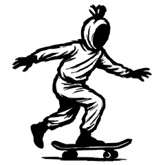 Silhouette sketch of a ghost playing skateboard