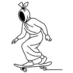 Silhouette sketch of a ghost playing skateboard