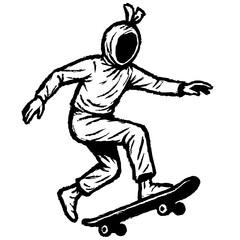 Indonesian ghost silhouette playing skateboard