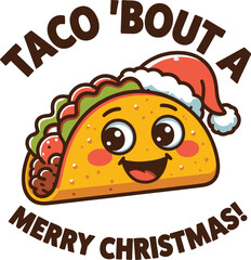 Festive taco bout a merry christmas cartoon with santa hat festive food holiday celebration