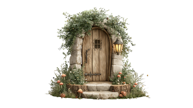 Elf door decoration isolated transparent PNG high resolution clipart for Christmas designs stickers invitations print on demand and festive crafts
