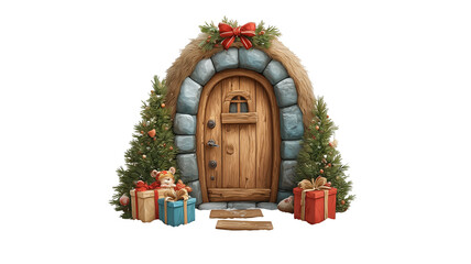 Elf door decoration isolated transparent PNG high resolution clipart for Christmas designs stickers invitations print on demand and festive crafts
