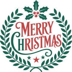 Festive merry christmas wreath design with holly and berries capturing the spirit of holiday cheer and seasonal celebrations