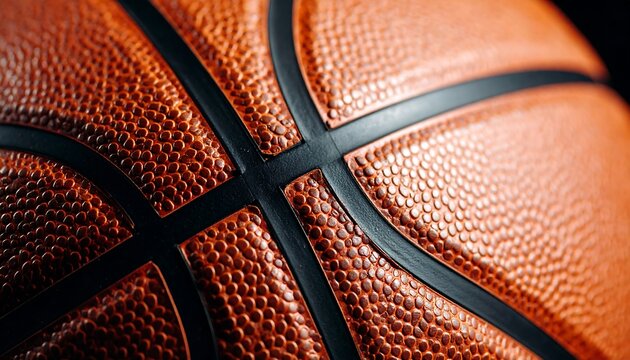 Closeup of a basketball with detailed texture and lines with sports background. - Powered by Adobe