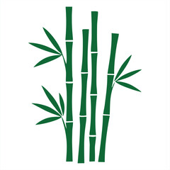 Fototapeta premium Green Bamboo Plant Stalks Leaves Vector Icon