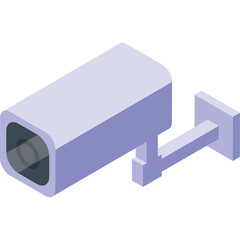 Isometric Security Camera Mounted On A White Wall With A Transparent Background Subtle Pixel Art Style And Light Purple Hue