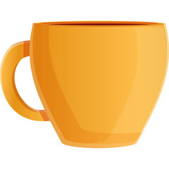 Orange Coffee Cup With Handle On White Background Studio Shot Clean Design Minimalist Graphic Element
