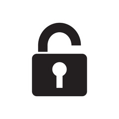 Solid Unlocked Padlock for Open Security Icon