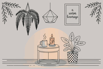 Cozy Corner Scene Illustration