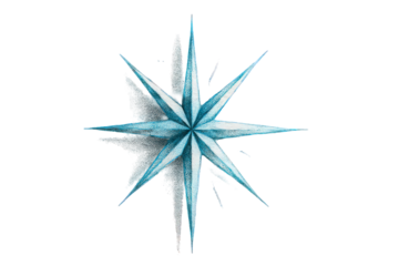 Abstract Teal Starburst Shape on Black Background with Transparent Edges