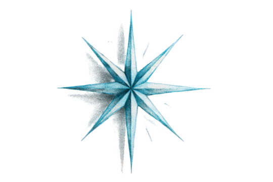 Abstract Teal Starburst Shape on Black Background with Transparent Edges