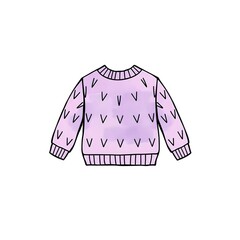 purple cozy sweatshirt watercolor illustration