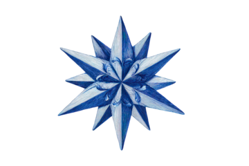 Abstract Three-Dimensional Blue Star Shape with Transparent Background