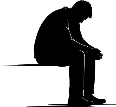 silhouette of a saad man, cut out