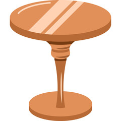 A Simple Round Top Side Table with a Single Pedestal Base in a Warm Bronze Tone Isolated on a White Background