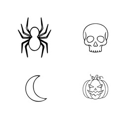Halloween Icons Set PNG – Pumpkin, Ghost, Spider Web and Spooky Symbols Collection