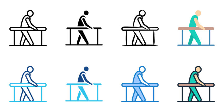 Rehabilitation icon set multiple style collection 
