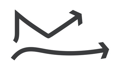 Two hand drawn arrows pointing right with different shapes and styles