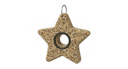 Star shaped bird feeder isolated on transparent background