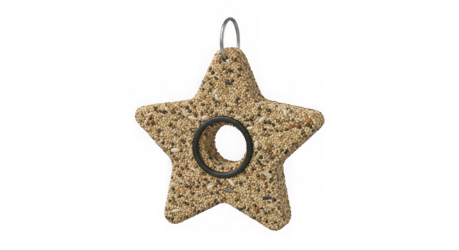 Star shaped bird feeder isolated on transparent background