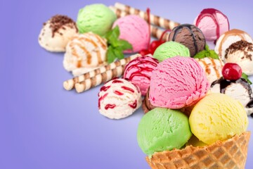 Pastel colored sweet ice cream scoops