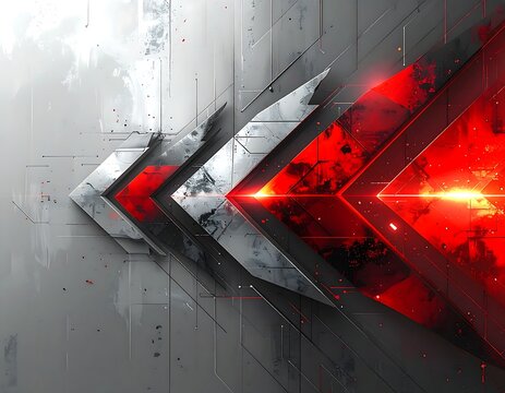 Abstract composition with arrows and futuristic, tech-inspired design