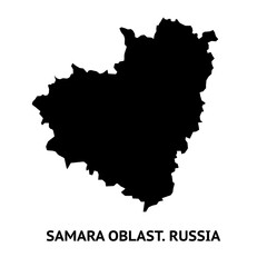 Map of Samara Oblast. Russia. Black and white silhouette isolated on white background.