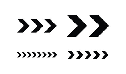 Set of black chevron arrows pointing right on white background