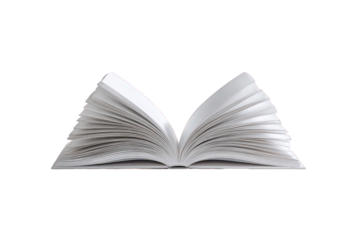 Open Book with White Pages on Black Background Abstract Concept