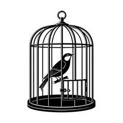 Bird in Cage Icon PNG | Pet Bird Vector | Freedom and Captivity Symbol Illustration