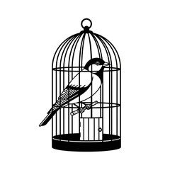 Bird in Cage Icon PNG | Pet Bird Vector | Freedom and Captivity Symbol Illustration