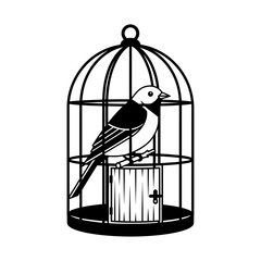 Bird in Cage Icon PNG | Pet Bird Vector | Freedom and Captivity Symbol Illustration