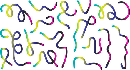 Set of colorful curved lines abstract vector eleme