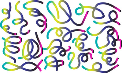 Set of colorful line art abstract vector design