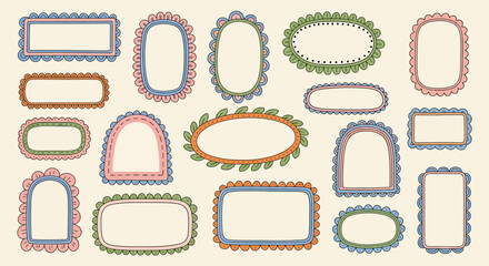 Collection of various ornate, decorative frames with scalloped edges and intricate designs.